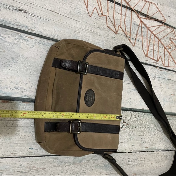 Fossil messenger bag leather tan brown crossbody tote purse buckles multi-pocket - Picture 5 of 11